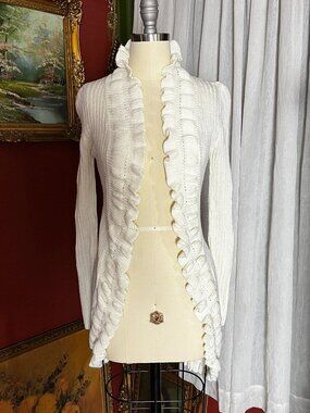 Ivory Ruffle Sweater Duster